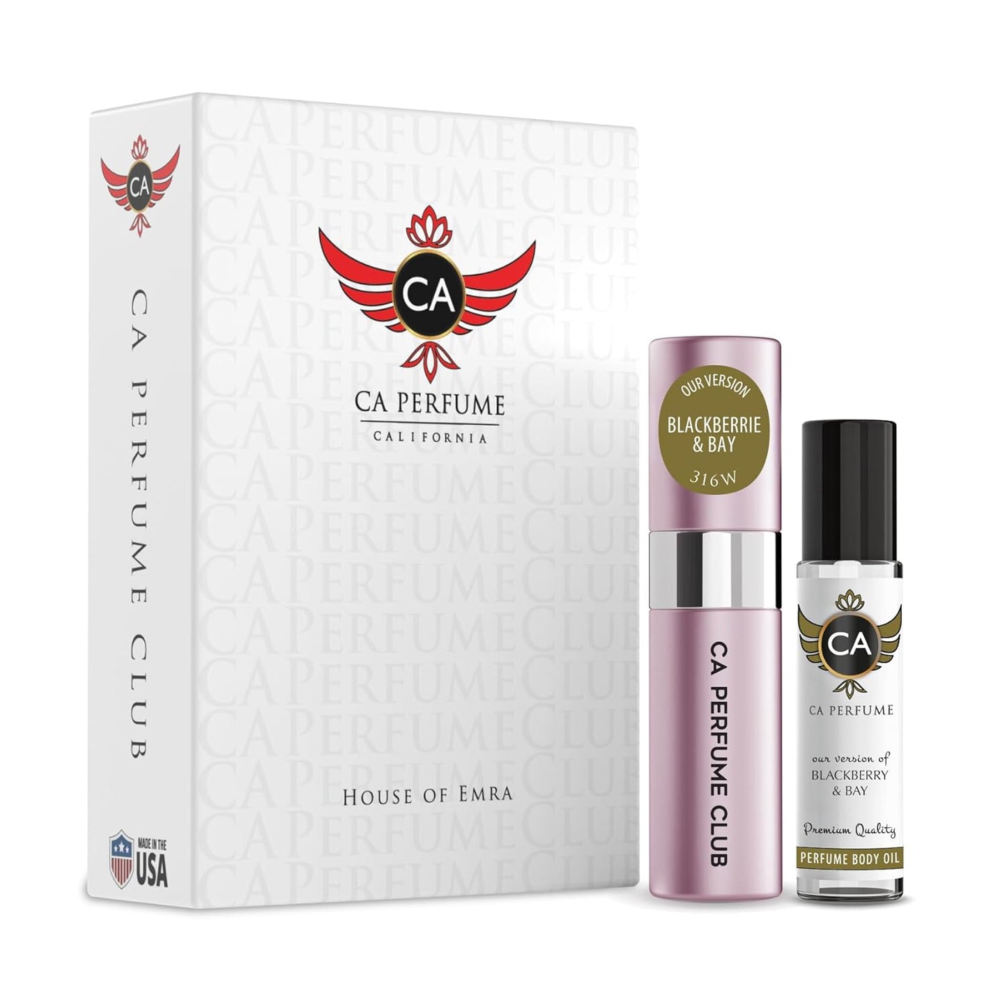 CA Perfume Duo Impression of Blackberrie & Bay For Women Perfume Layering Set Long Lasting Travel Size EDP + Body Oil Roll-On Bottle 0.27 Fl Oz+0.33 Fl Oz