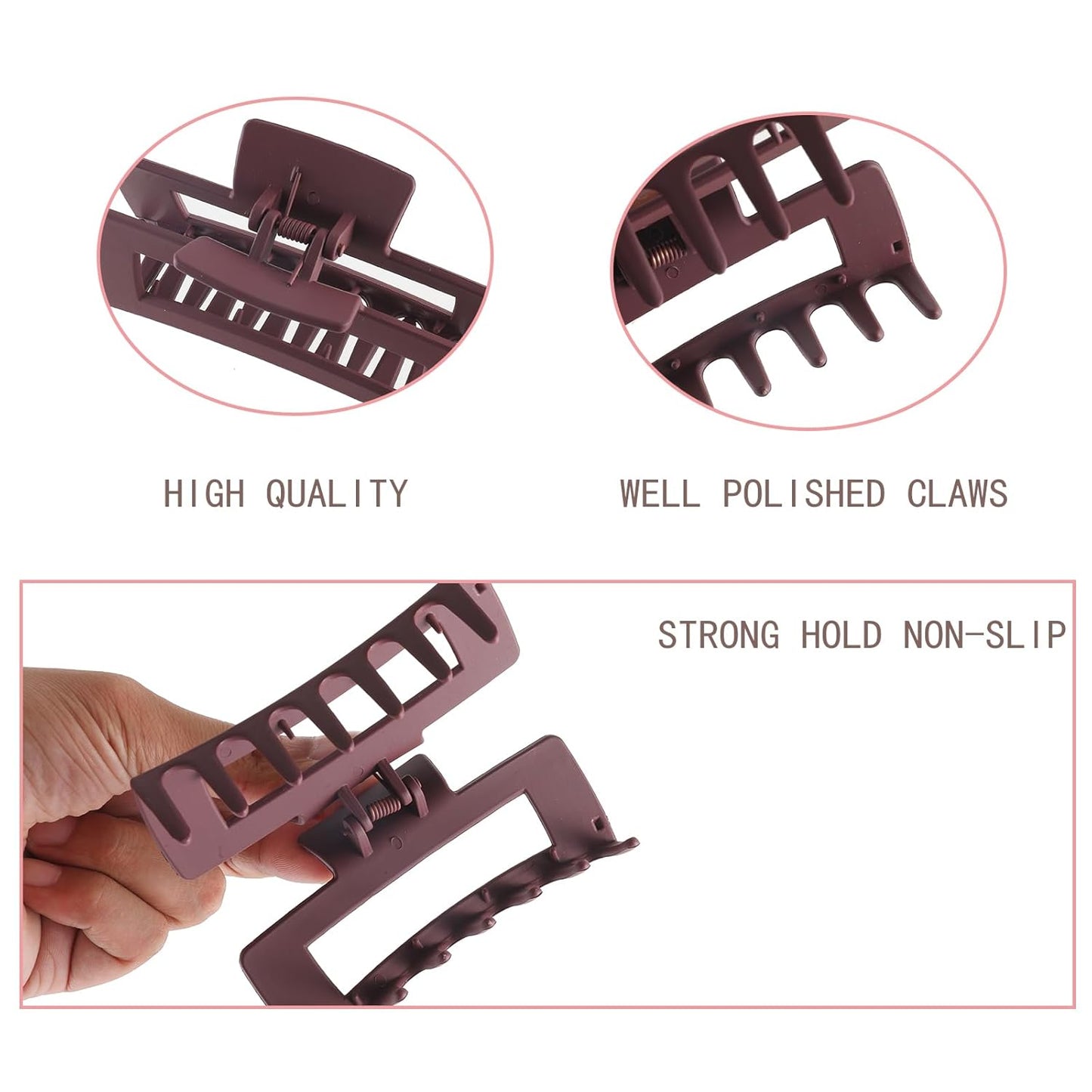 12Pack Colorful Trendy Square Hair Clips, Big and Small Neutral Rectangle Claw Clips, Non-slip Matte Large Hair Clips for Women, Hair Clasps Accessories Red Green Yellow