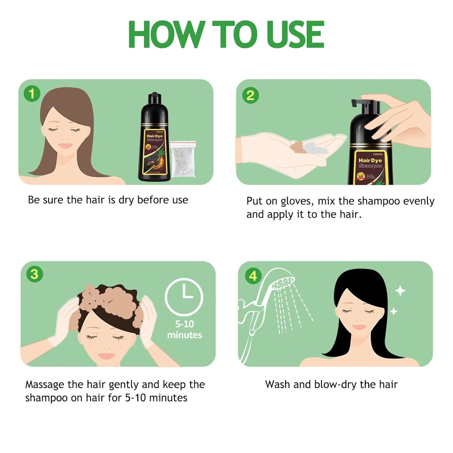 Natural Blonde Brown 3-IN-1 Golden Hair Dye Shampoo 500ml, Colors in 10-15 Mins, 100% Coverage for All Hair Types (Blonde Brown)