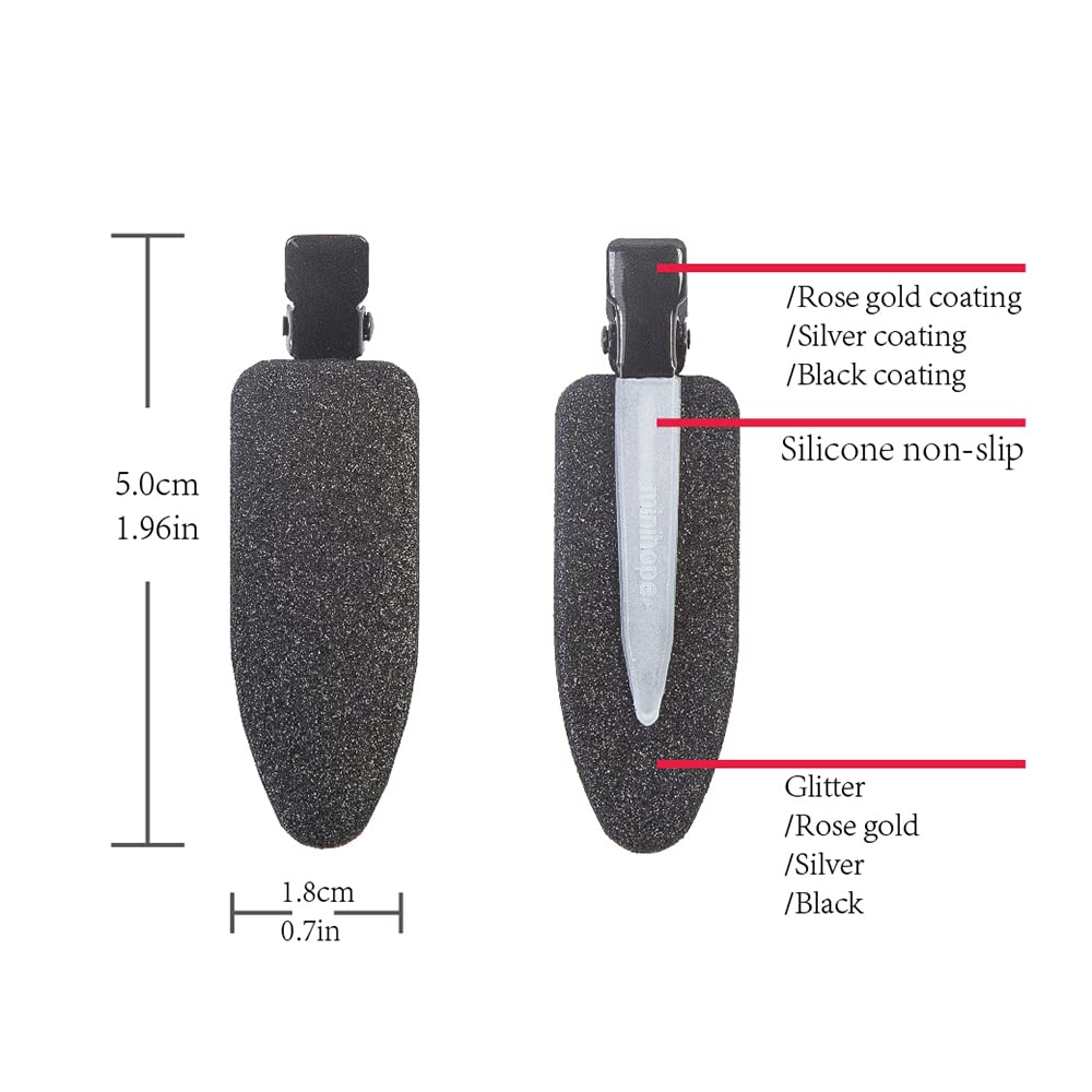 minihope 12 pieces No Bend Hair Clips, Curl Pin Clips, No Crease Hair Clips for Makeup Application，2022 style, non-slip.Hair won't get caught between plastic attached to metal. (Shiny)…