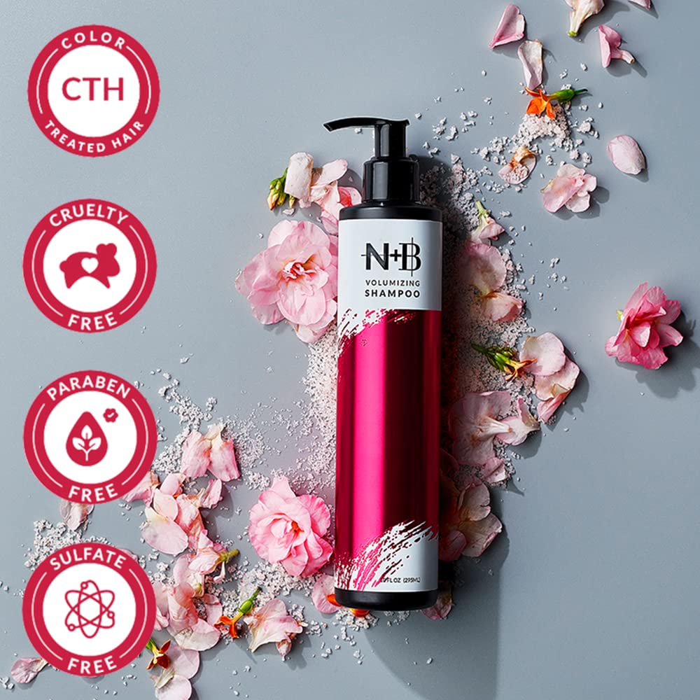 N+B Hair Volumizing Shampoo | Sulfate-Free, Biotin, Agave Oil, Vit. B7 | Safe for Colored, Keratin & Chemically Treated Hair | Ideal for All Hair Types & Textures