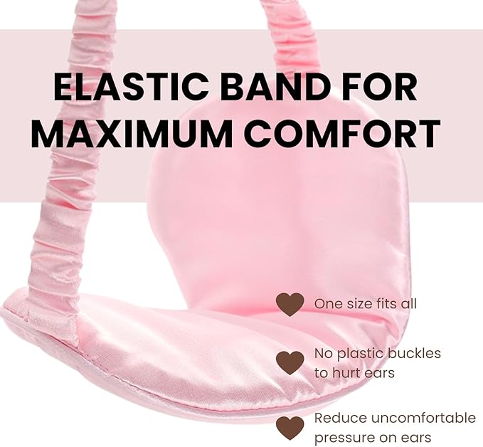 Silk Satin Sleeping Eye Mask, Pink Sleep Eye Mask Night Blindfold for Women and Men, Soft Breathable Blackout Eyeshade Eye Cover for Travel, Wedding Bridesmaid Gift