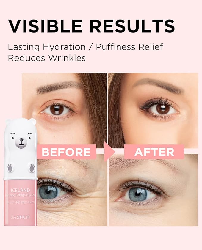 THESAEM Iceland Hydrating & Collagen Eye Stick 2 Pack - Cooling & Anti-Wrinkle Balm for Dark Circles and Puffiness – Under Eye Treatment - Reduce Wrinkles and Moisturizing - Duo Set