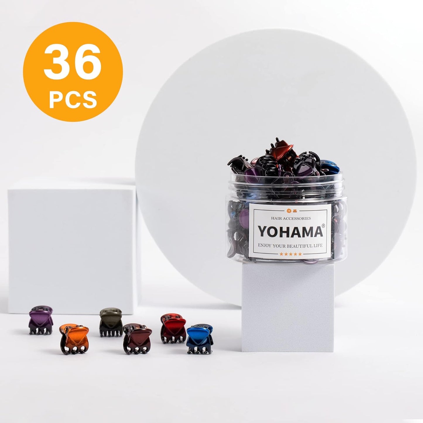 YOHAMA 36 Pcs Hair Clips Mini Glossy Claw Clamp Colorful Great for Design Children Women Girls Hairstyles Decroation Buns Pining Bangs Strong Grip Multifunction Little Clips.