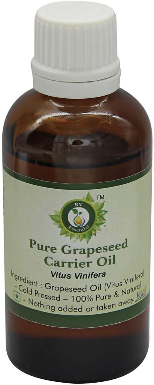 Grapeseed Oil | Vitus Vinifera | For Hair | For Face | For Skin | For Body | For Cooking | 100% Pure Natural | Cold Pressed Grapeseed Oil | Unrefined Grapeseed Oil | 15ml | 0.507oz By R V Essential