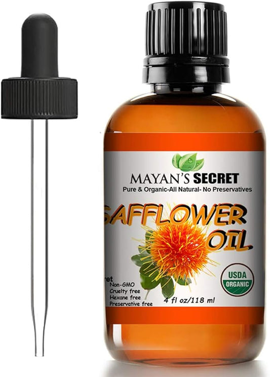 Mayan's Secret Organic Safflower Oil - Cold Pressed Oil for Nourishing and Moisturizing Skin and Hair