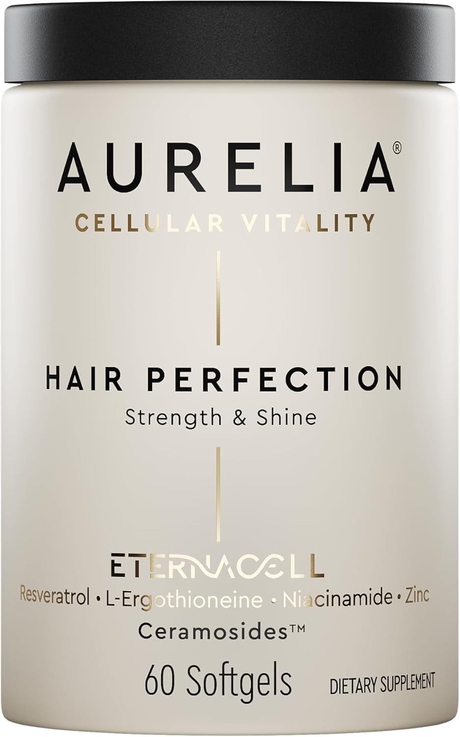AURELIA Hair Perfection | Advanced Cellular Anti-Aging Supplement | Support Hair Growth | with Zinc, Resveratrol, Niacinamide, Ergothioneine & Ceramosides