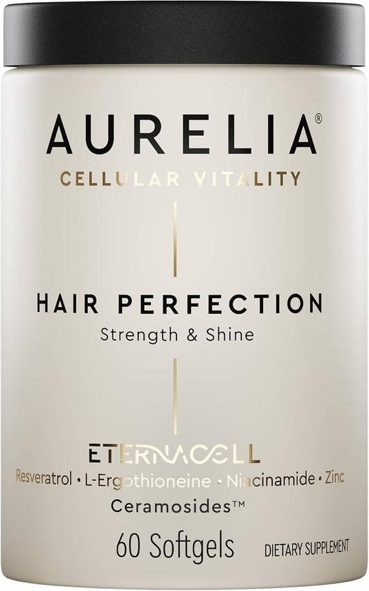 AURELIA Hair Perfection | Advanced Cellular Anti-Aging Supplement | Support Hair Growth | with Zinc, Resveratrol, Niacinamide, Ergothioneine & Ceramosides