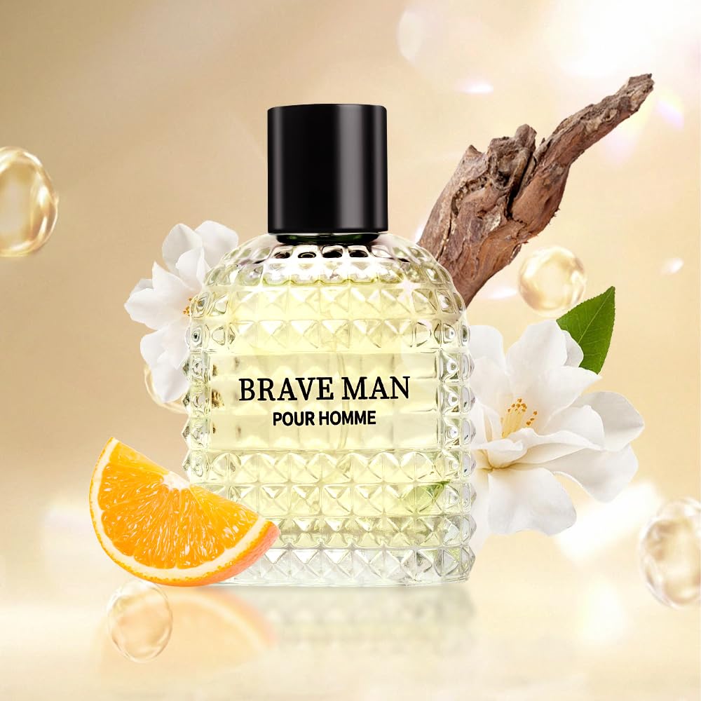 Brave Man for Men Perfume Natural Spray Brave Man Pour Homme for Men's Eau De Parfum Cologne for Men Great Natural Taste for Daily Use Smell Fresh All Day A Gift for Any Occasion 3.4 Fl Oz/100ML