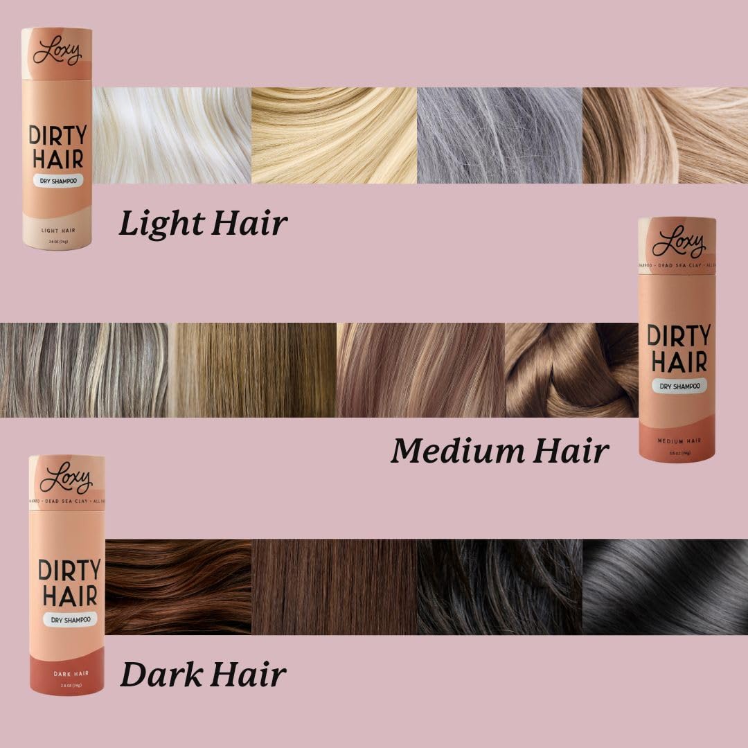 Loxy Dry Shampoo Volumizing Powder for Light, Brown, & Dark Hair | Non Aerosol | Made in USA, No Benzene, Vegan, Talc Free, Aluminum Free | Grapefruit essential oil | 2.6 oz