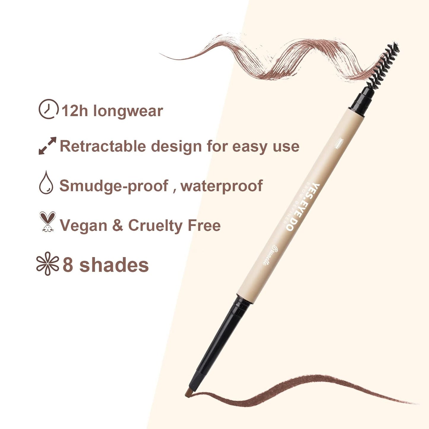 Grey Eyebrow Pencil for Older Women Soft, Retractable Gray Eyebrow Pencil with Spoolie, Ultra Fine Brow Pencil for Gray Hair with hair like strokes, Long-lastin, Waterproof, Grey, YES.EYE DO