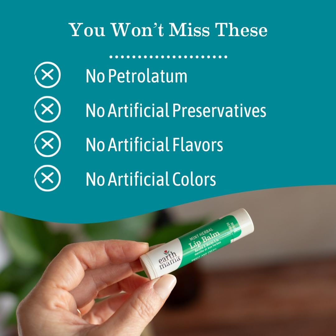 Earth Mama Lip Balm Set | Coconut Smoothie 4-Pack | Lip Moisturizer with Organic Coconut Oil for Sensitive Skin