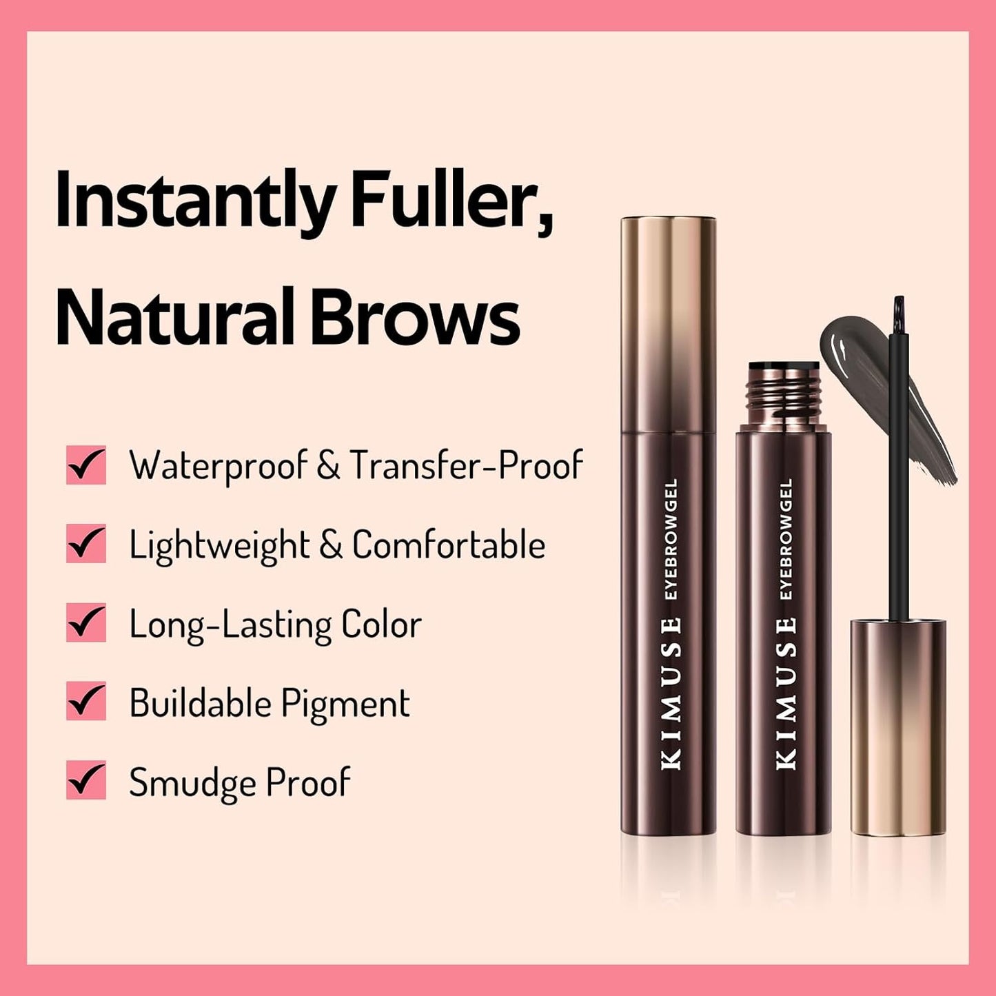 KIMUSE Instantly Semi-Permanent Eyebrow Gel, Long Lasting Eyebrow Tint, Waterproof Tinted Eye Brow Gel, Transfer-Proof, Smudge-Proof, Eyebrow Makeup Gift for Women & Girl, 0.17oz