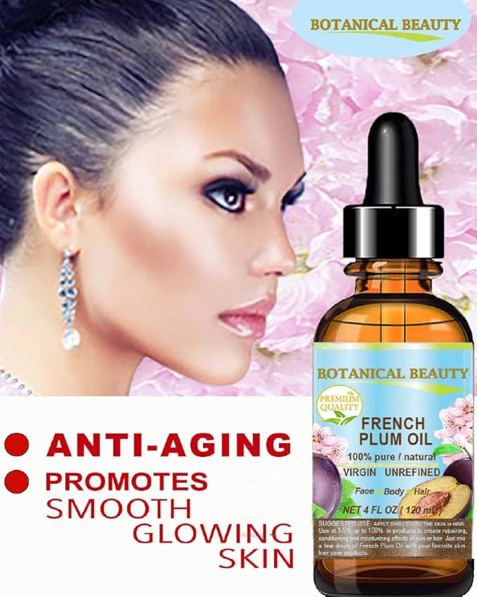 PLUM OIL French. 100% Pure Natural Virgin Unrefined Undiluted Cold Pressed Carrier Oil. For Face, Skin, Hair, Body, Lips, Nails (2 Fl.oz - 60 ml.) by Botanical Beauty