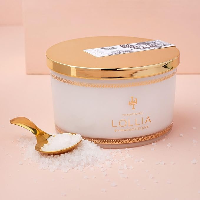 Lollia Elegance Fine Bath Salts, 20 oz. – White Amber & Mirabelle Luxury Bath Essential for Women