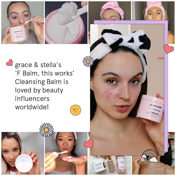 grace & stella Cleansing Balm - Oil-Based Makeup Remover - Gentle & Moisturizing Facial Cleanser, Non-Stripping Formula for Double Cleansing Heavy Makeup - Vegan Fragrance-Free Skincare (164g / 5.8oz)