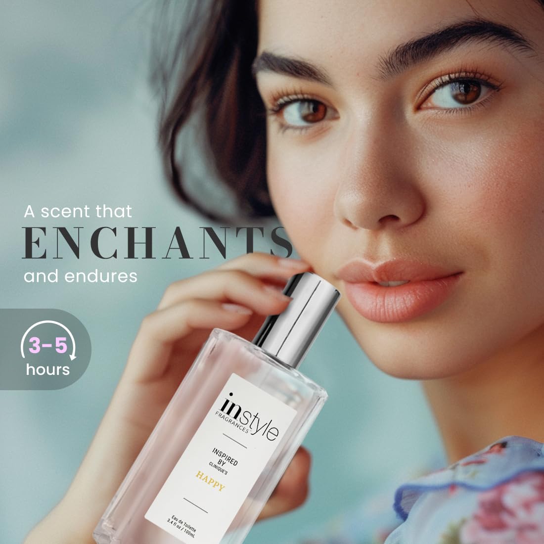 Instyle Fragrances, Inspired by Clinique's Happy, Women’s Eau de Toilette, CLEAN, Vegan, Paraben-Free, Never Tested on Animals, 3.4 Fluid Ounces