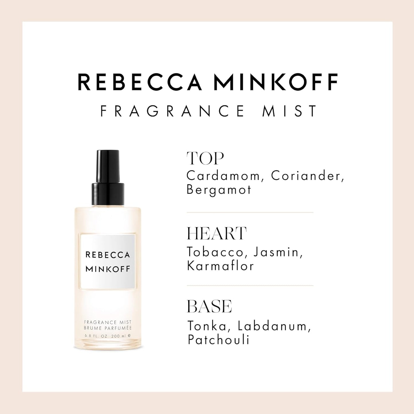 Rebecca Minkoff Body Spray for Women - Body Mist with Notes of Cardamom, Coriander, Bergamot, Tobacco, Jasmin, Tonka, and Patchouli - 6.8 oz