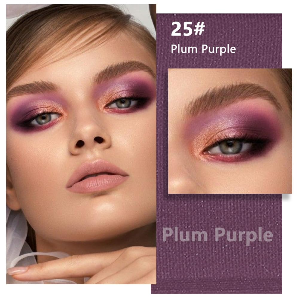 evpct Plum Purple Matte Single Eye Shadow Palette Makeup for Older Women, Plum Purple Natural Pressed Eyeshadow Palette for Eyes, High Pigment Longwear Mini Monochrome Eyeshadow Sombra Para Ojos