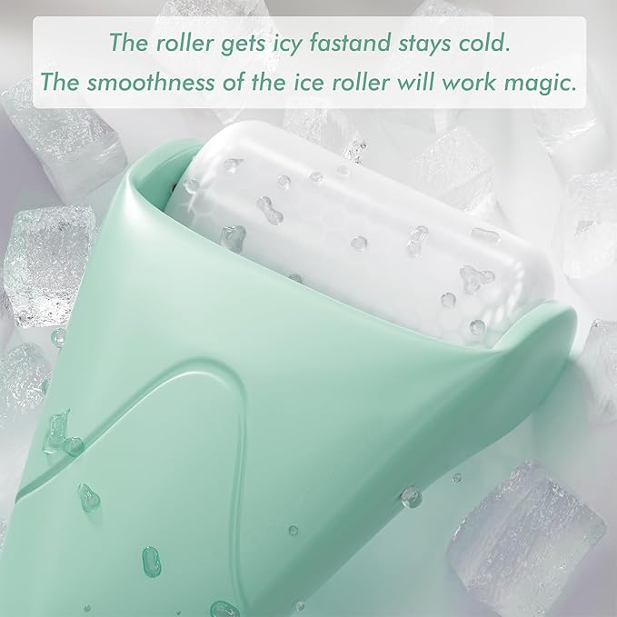 Albatross Health Ice Roller & Gua Sha Set, Self Facial Massage Tools-White Green