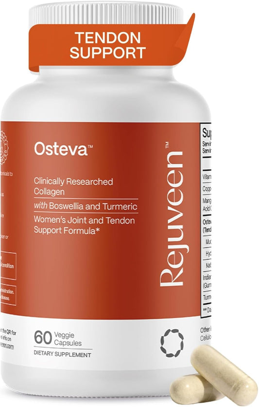 Osteva Joint Support Supplement for Women | High Potency Collagen, Turmeric, Boswellia | for Flexible Cartilage & Tendons, Resilient Knees & Hip, Improved Mobility | Non-GMO, 60 Ct