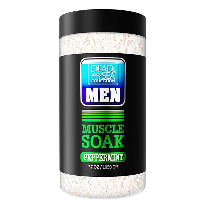 Dead Sea Collection Bath Salts for Men with Peppermint Oil - Muscle Recovery Bath Soak – Mens Pure Dead Sea Salt for Soothing and Relaxing – 37 Oz