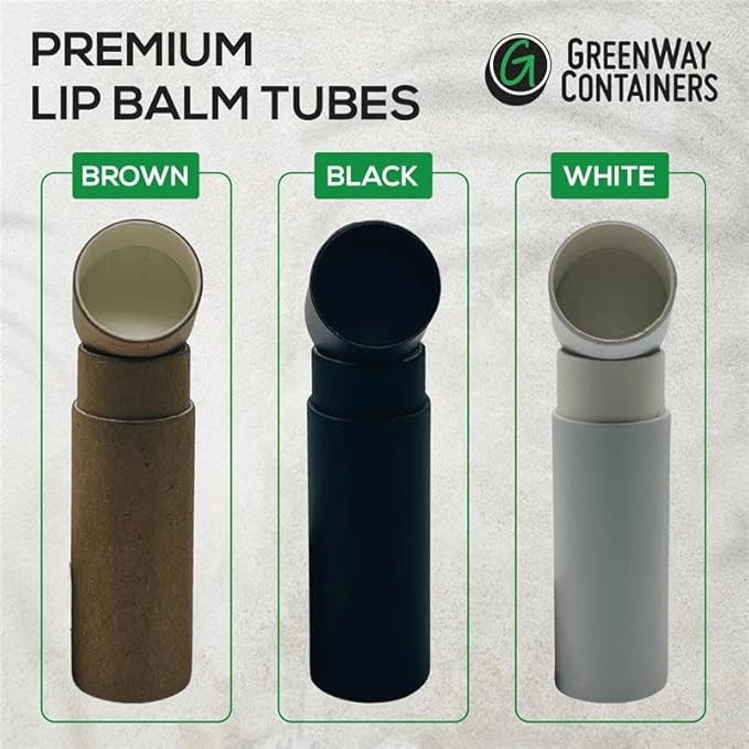 GreenWay 0.15oz / 4.25g Kraft Paperboard Lip Balm Tubes with Lids - 12 Pack Lip Gloss Tubes Refillable DIY Cosmetic Containers – Extra Thick Push-Up Bottom Lip Balm Containers - Black
