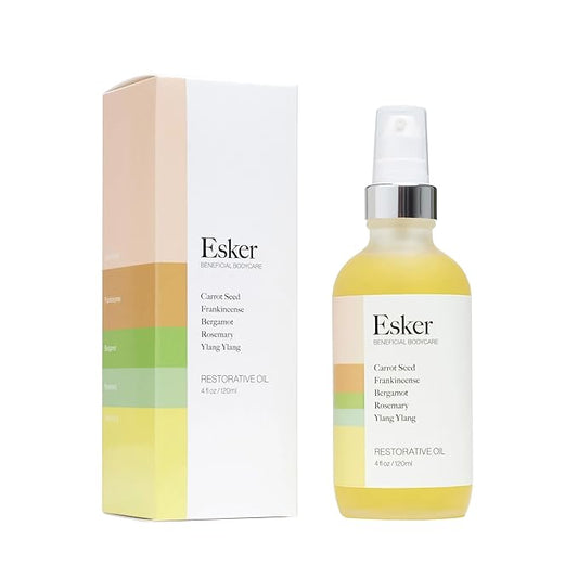 Esker Restorative Body Oil | Premium Deep Hydration Oil Designed to Soften and Moisturize Skin While Promoting Circulation and Energy Flow, Fast-Absorbing with Vitamins and Antioxidants 4oz