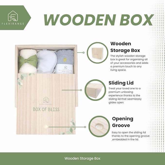 Mothers Day Gifts for Woman, Get Well Soon Gift Baskets for Women, Relaxing gifts for Women, Self Care Gifts, Spa kit for Woman, Wooden Box, Green Gifts for Wife, Girlfriend