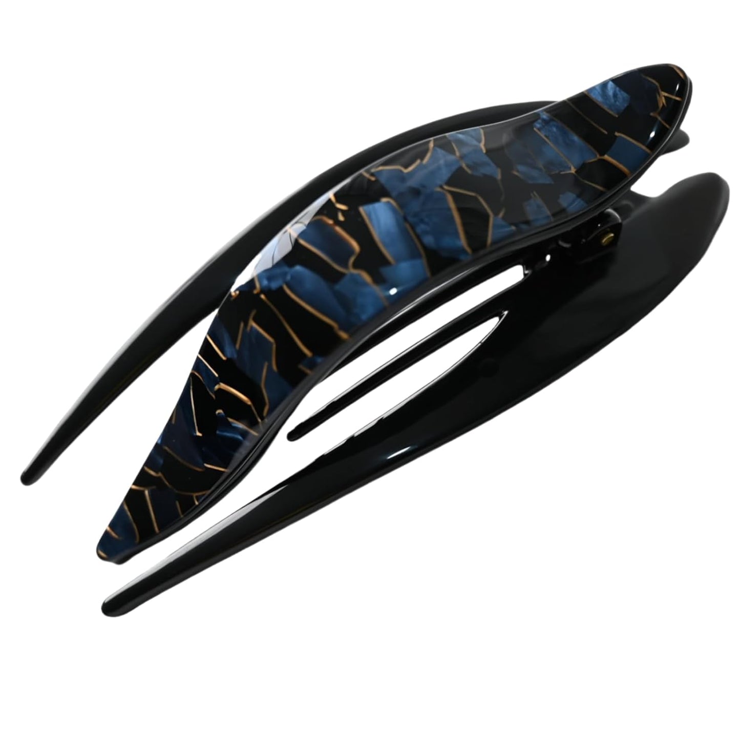 Handmade Celluloid French Design Tortoise Shell Barrettes Side-slide Opening Duck Luxury Fashion Accessories Hair Clip Claw for Women (marbleblue)