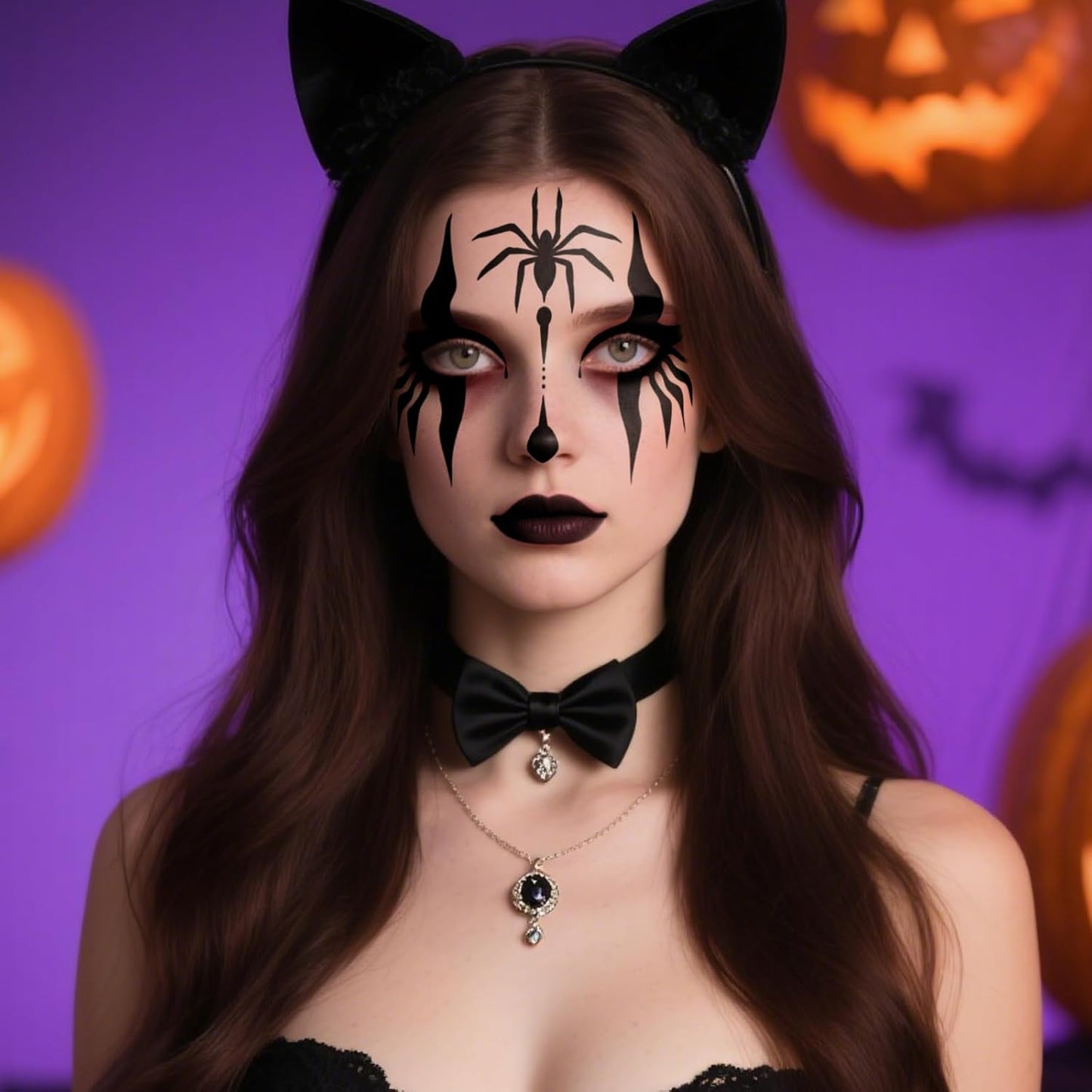 Halloween Spooky Face Tattoos, Spider Temporary Tattoo Stickers, Face Tattoo Decals,Temporary Makeup Stickers, Face Tattoo Sticker Art for Halloween Adults Costume Parties 8Pcs