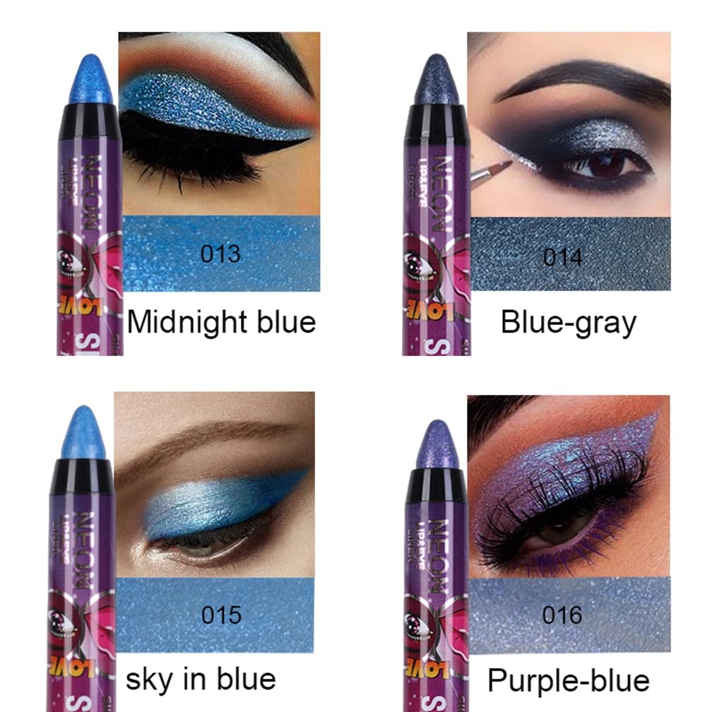 MEICOLY Neutral Brown Eyeshadow Stick, 12 Pcs Shimmer Metallic Purple Blue Eyeshadow Crayon, Eye Brightener Stick, Pro Waterproof & Long Lasting Shiny Bright Starter Rotating Eye Brightener Sticks