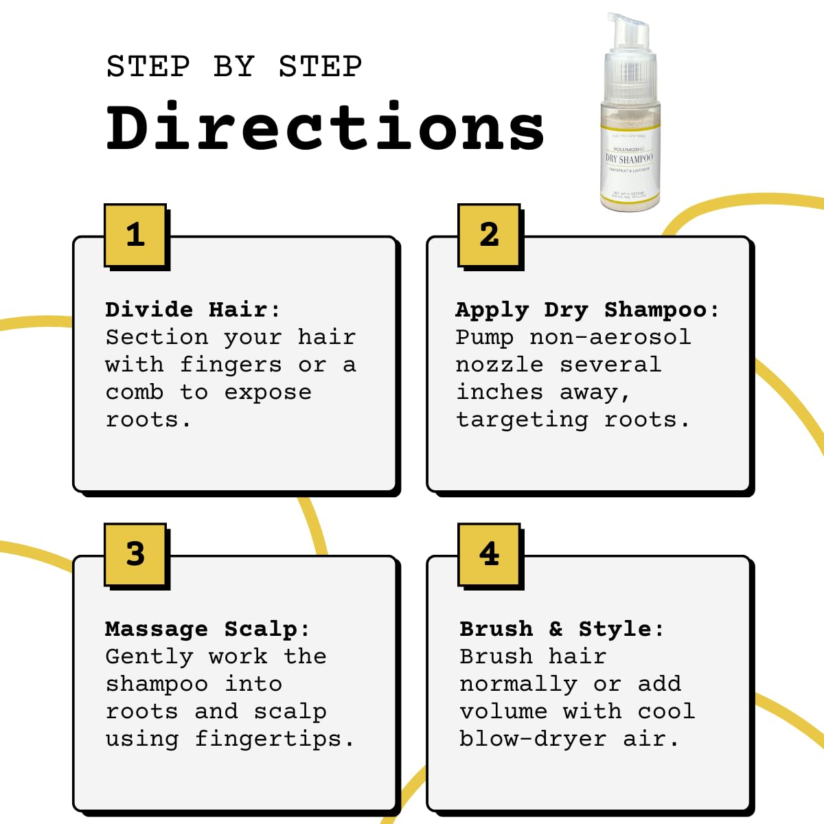 Yellow Bird All Natural Dry Shampoo Powder - Aerosol Free, Talc Free, Volumizing Powder Spray for Light & Dark Hair.