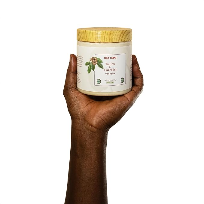 Body Butter Shea Body Moisturizer with Natural Essential Oils to Deeply Nourish, Protect, and Rejuvenate dry Skin - Tea Tree and Lavender 14 oz