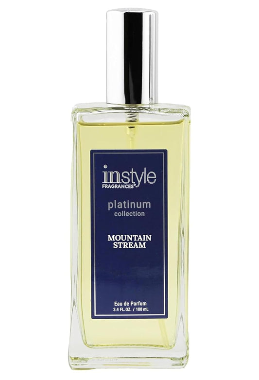 Instyle Fragrances Platinum Collection Mountain Stream, Premium Men’s Eau de Parfum, CLEAN, Vegan, Paraben-Free, Never Tested on Animals, 3.4 Fluid Ounces