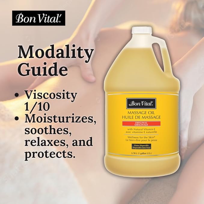 Bon Vital' Original Massage Oil for a Versatile Massage Foundation to Relax Sore Muscles and Repair Dry Skin, Best Massage Oil on Market, Unbeatable Consistency and Quality, 1 Gal, Label may Vary