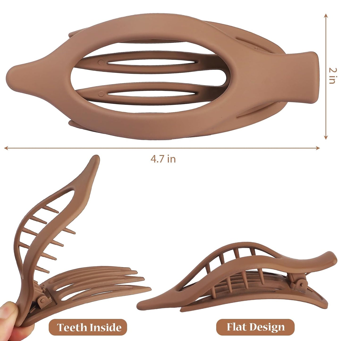 Flat Hair Clip 6 pcs Lay Down Claw Clips Hair Accessories for Women -Transparent