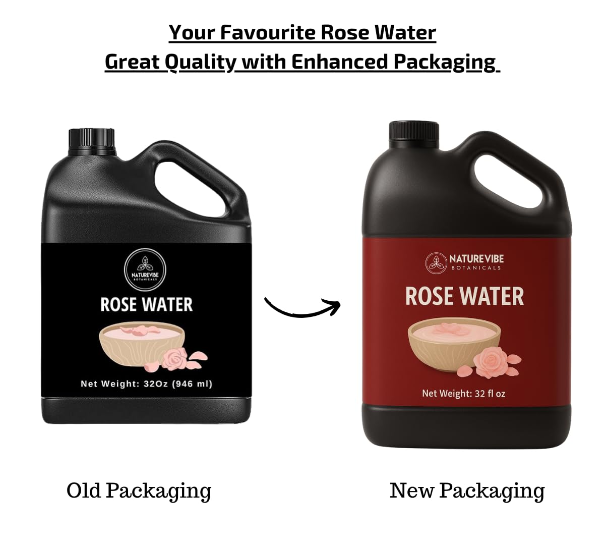 Naturevibe Botanicals Pure Rose Water Toner 32 oz Hydrating Facial Mist & Hair Spray | 100% Natural, Alcohol-Free Skin Care & Makeup Setting Spray