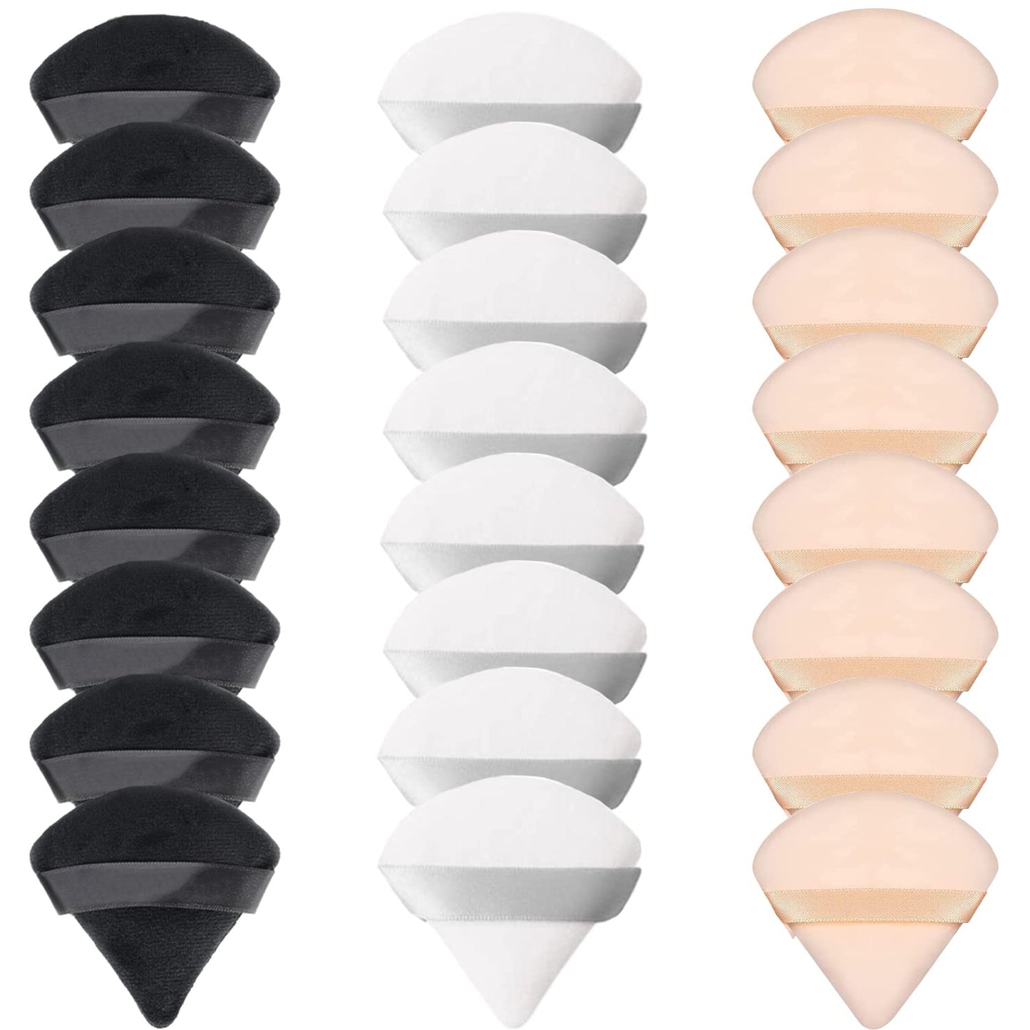 24 Pieces Powder Puff, Triangle Makeup Puff Cotton Powder Face Washable Body Powder Puff for Loose Powder Body Cosmetic Foundation Sponge Makeup Tool (8B8W8N)