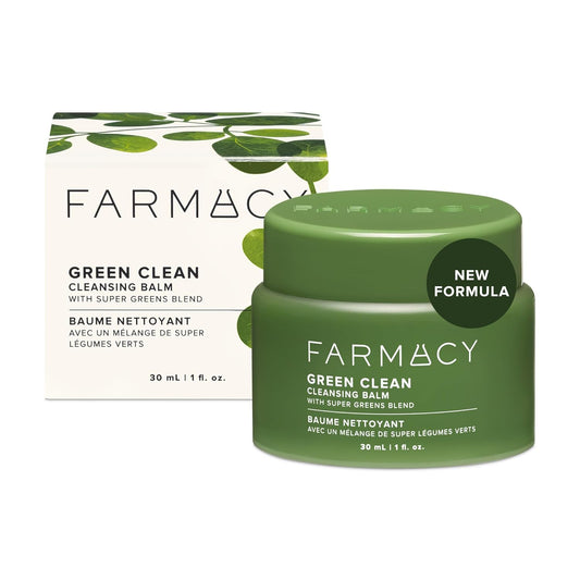 Farmacy Makeup Remover Cleansing Balm - Green Clean Waterproof Makeup Remover Balm + Oil Cleanser for Face - Gently Removes Make Up + SPF while Hydrating Skin (30ml)