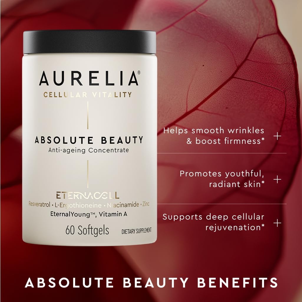 AURELIA Absolute Beauty | Advanced Cellular Anti-Aging Supplement | Increase Skin Moisture | with Zinc, Resveratrol, Niacinamide, Ergothioneine & Retinol