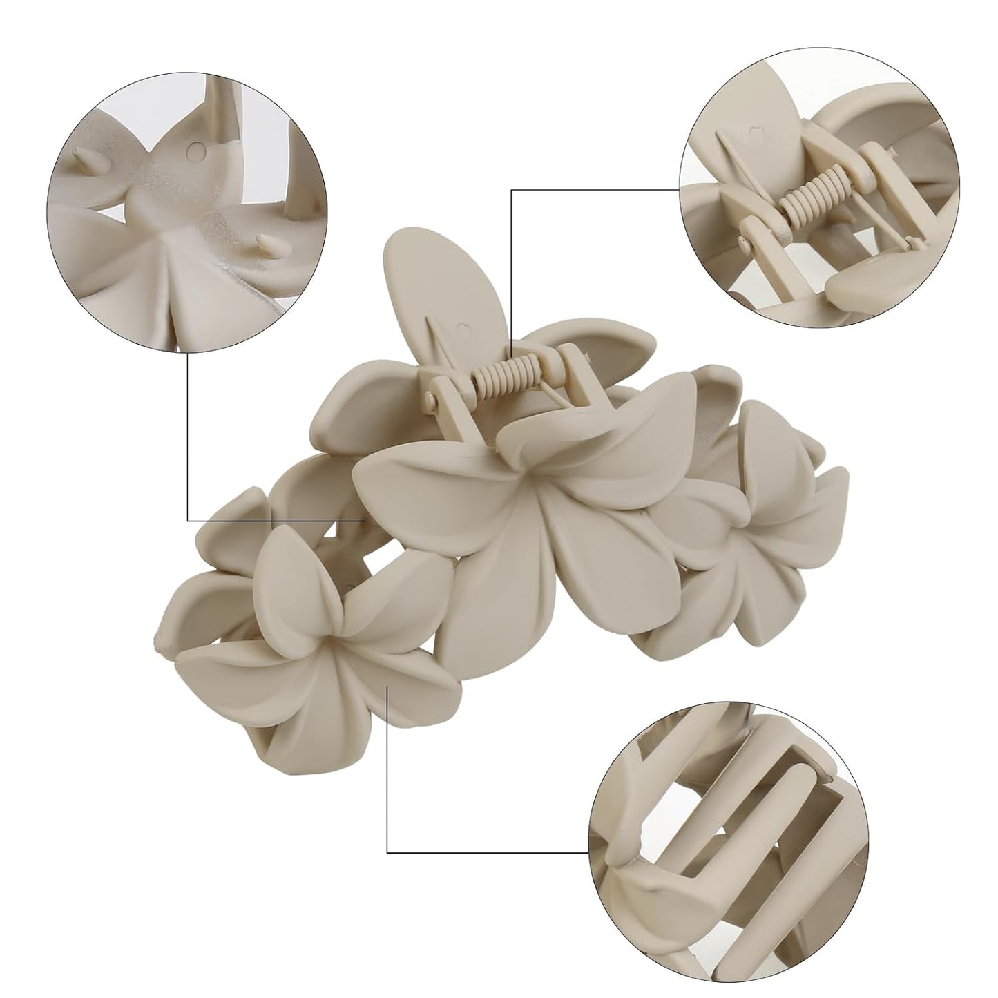 Hawaiian Plumeria Flower Hair Clips for Women Large Matte Claw Clips for Girls Non Slip Claw Clips for Thick Hair Strong Hold Beach Hair Accessories 4 PCS
