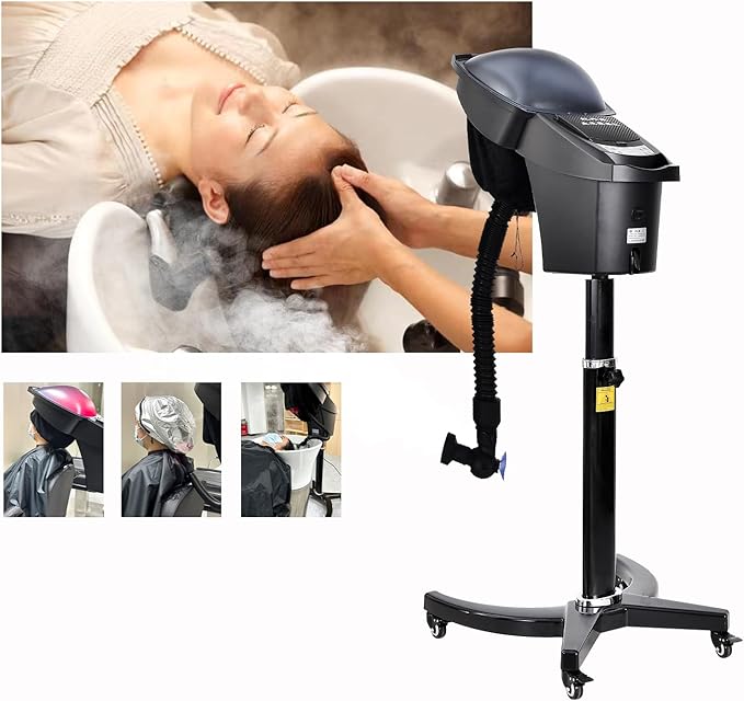 Professional Hair Salon Steamer Ozone Micro Mist Hair Steam Mister Hooded 7 Color Light with UV Protect Coat for Natural Hair Caring