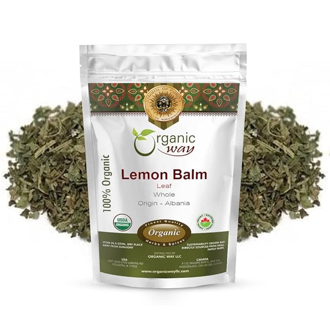 Organic Way Lemon Balm Leaf Whole (Melissa officinalis) - Herbal Tea | Organic & Kosher Certified | Vegan | Raw, Non GMO & Gluten Free | USDA Certified | Origin - Albania (1LBS / 16Oz)