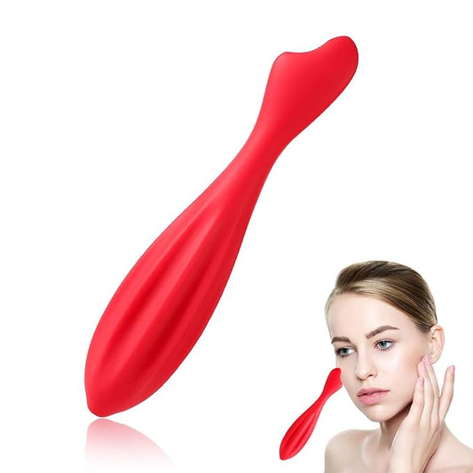 Silicone Facial Roller, Face Massage Roller Facial Roller Massager Eye Skin Care Tools Facial Massage Tool Face Massage Stick for Women Body Face (Rose Red)