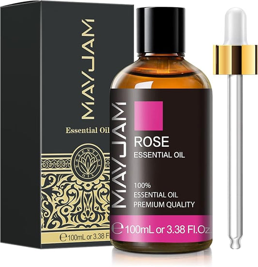 Rose Essential Oil, MAYJAM Premium Pure Essential Oils for Diffusers for Home, 3.38FL.OZ Large Volume Rose Oil for Soap Candle Making Massage