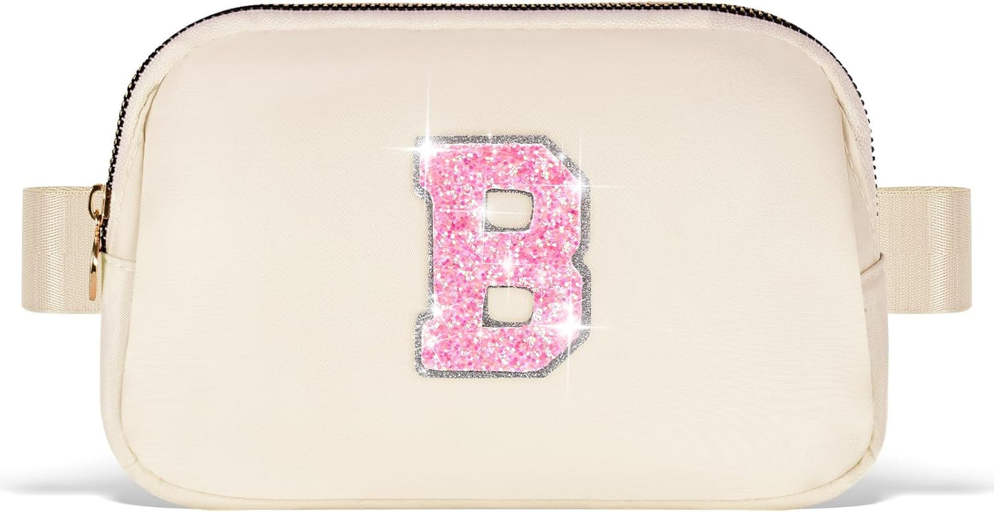 Fanny Pack Belt Bag Crossbody Bags with Initials Letter Patch Trendy Stuff for Teens Cute Stuff Birthday Gifts for Teenager Girls | Khaki,Initial B