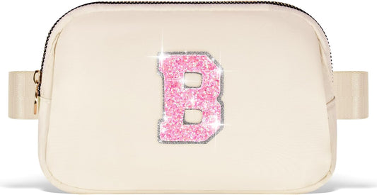 Fanny Pack Belt Bag Crossbody Bags with Initials Letter Patch Trendy Stuff for Teens Cute Stuff Birthday Gifts for Teenager Girls | Khaki,Initial B
