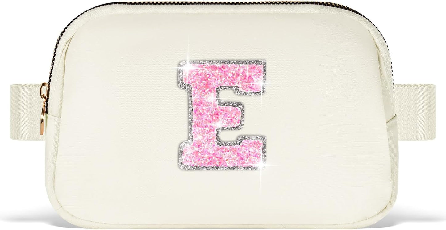 Party Favors Bags for Kids 8-12 4-8,Party Gift Bags for Girls Teens,Party Accessories,Belt Bag Waist Packs Fanny Pack Crossbody Bags for Women Girls | Cream,Initial E