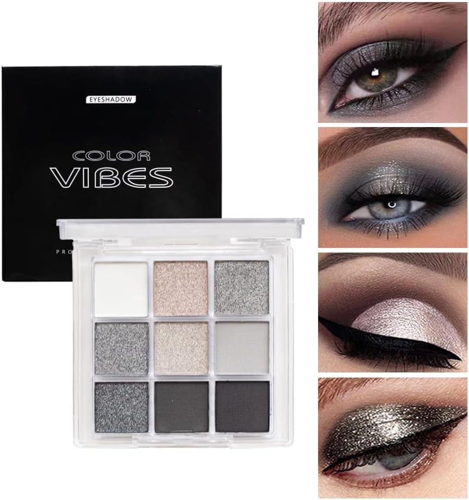 4 Pack/Set Eyeshadow Palette Set - Black, Blue, Green, Purple Themes, High Pigmented Blendable Matte & Glitter Shimmer Finishes, 24-Hour Long Wear Eye Makeup for Christmas Party & Music Festival